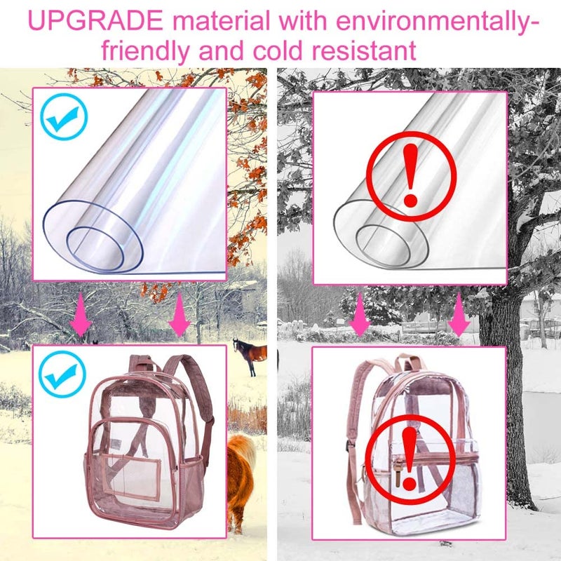 gxtvo Clear Backpack, Heavy Duty Transparent Bookbag, See Through Backpacks for Women Men - Pink - Image 4